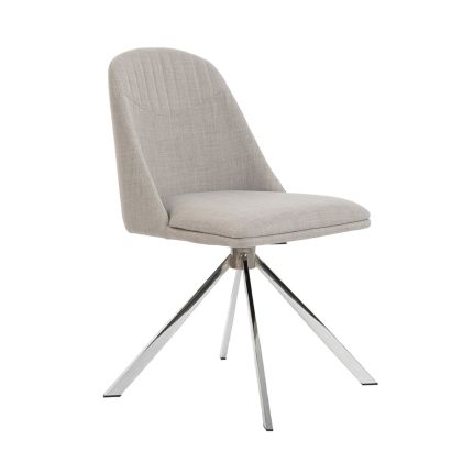 Silla Giratoria Tela Gris Acero Cromado, 47 Cm