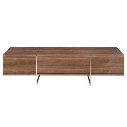 Mueble TV Nogal Patas Acero Cromado, 180 Cm