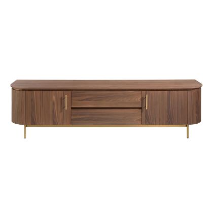 Mueble TV Nogal Acero Pulido Dorado, 220 Cm
