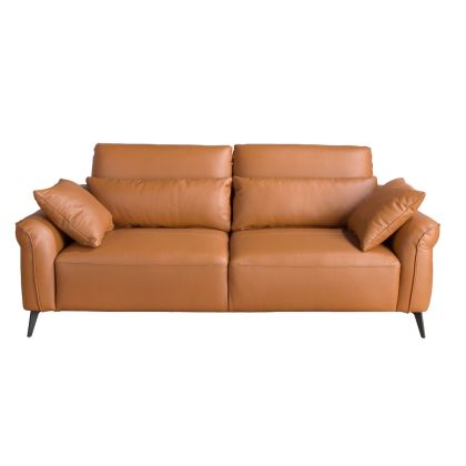 3-Seater Light Brown Leather Sofa, 208 Cm
