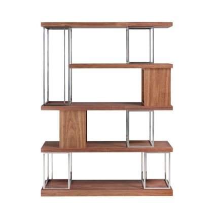 Estantería Nogal Acero Inoxidable Cromado, 129 Cm