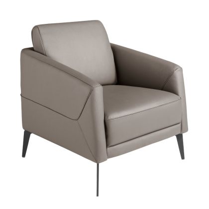 Sillón Tapizado Piel Gris Oscuro Acero, 78 Cm
