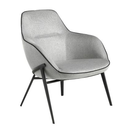 Sillón Tapizado Gris Acero Negro, 76 Cm