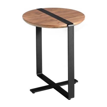 Mesa Auxiliar Redonda Nogal Acero,Ø50 Cm