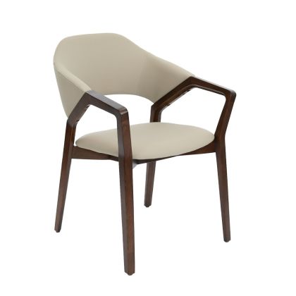 Silla Color Visón Acero Patas Madera Nogal, 57 Cm