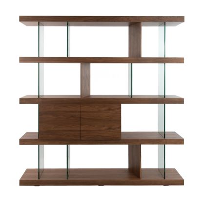 Estantería Cajones Nogal Cristal Templado, 180 Cm