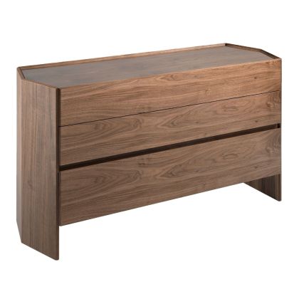 Cómoda Nogal Tapa Cristal Templado, 143 Cm