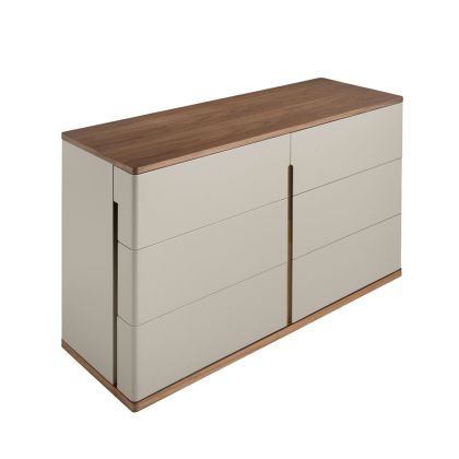 Cómoda 6 Cajones Mdf Gris Chapa Nogal, 135 Cm