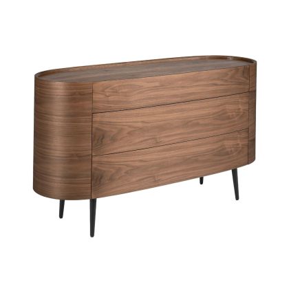 Cómoda Redonda Chapa Nogal Acero Negro, 135 Cm