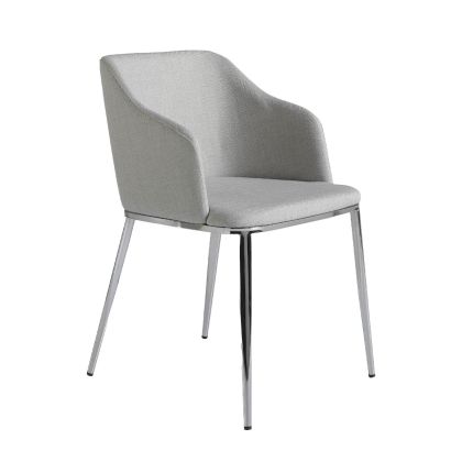 Silla Símil Piel Gris Acero Cromado, 51 Cm