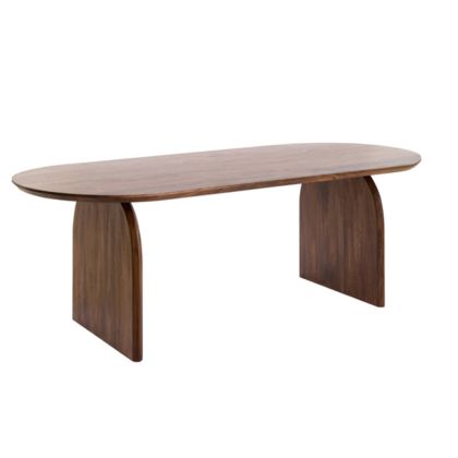 Mesa de comedor nórdica en madera de acacia marrón.