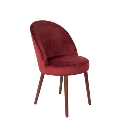 Cadeira Veludo Vermelho Madeira Castanha, 59 cm