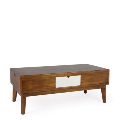 Lift-top Coffee Table 2 Drawers Mindi Wood, 115 Cm