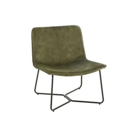 Green Metal Fabric Armchair, 71 Cm