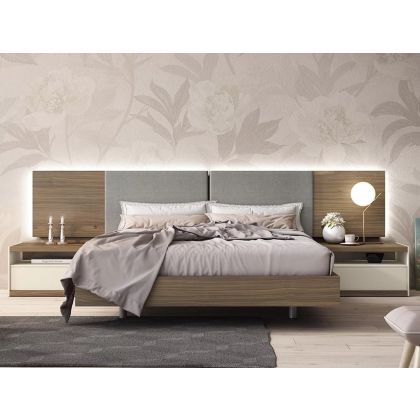 Dormitorio con Cabecero Luca Tapizado Diversa Estilo Moderno, 293 Cm