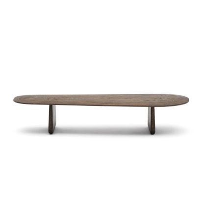 Oval Brown Solid Wood Coffee Table, 146 cm