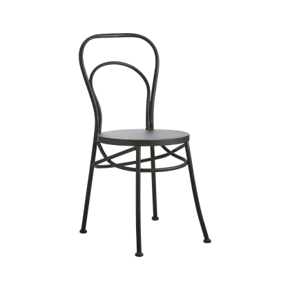 Silla industrial en hierro gris.