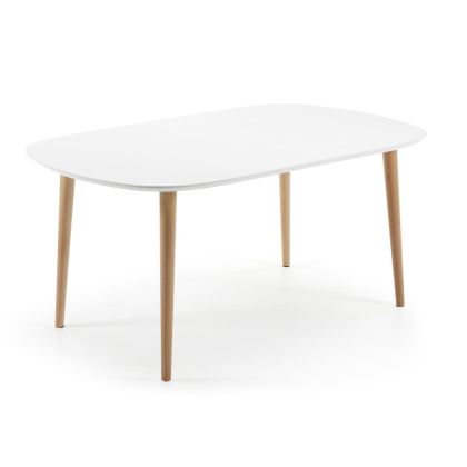 Mesa Ovalada Extensible Oqui Blanco Natural