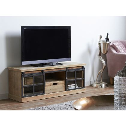 Mueble TV Madera Metal Industrial,120 cm