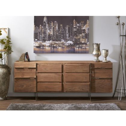 Aparador Buffet Nórdico Madera Acero Salón, 202 Cm