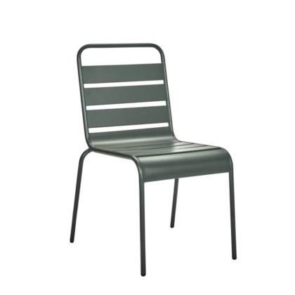 Silla de jardín industrial moderna en hierro verde oscuro.