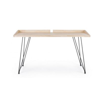 Mesa Escritorio District Estilo Moderno Madera Rubberwood Acero, 142 Cm