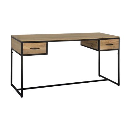 Escritorio 2 Cajones Industrial Madera Mango Hierro, 150 Cm