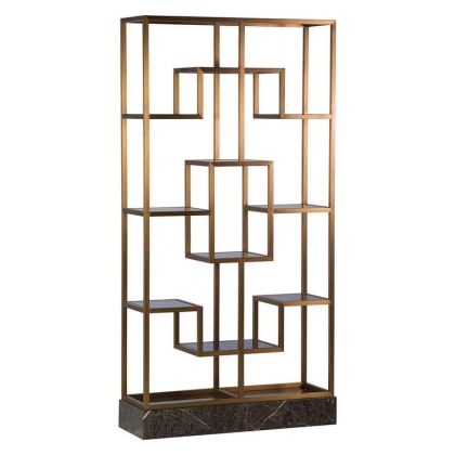 Estanteria Acero Oro Cristal Azul Màrmol, 218 Cm