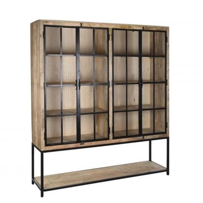 Vitrina Estilo Industrial Madera Mango Metal Natural, 200 Cm