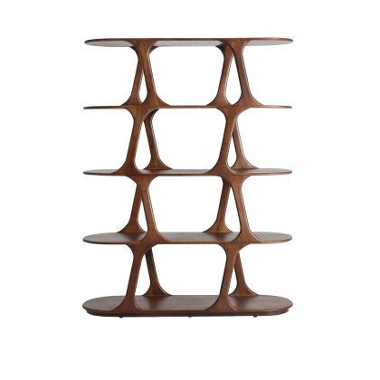Estantería en madera de mango marrón.
