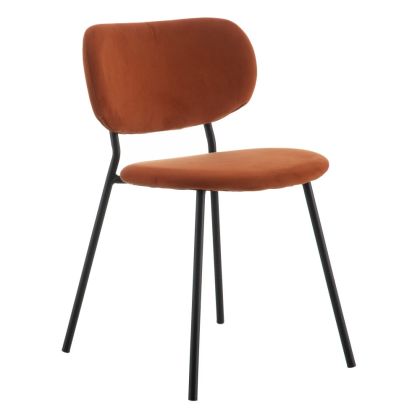 Silla Terciopelo Metal Negro Textil Terracota