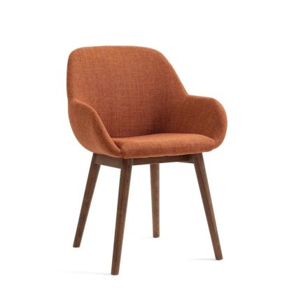 Upholstered Dining Chair Copper Color Dark Oak Legs, 58 Cm