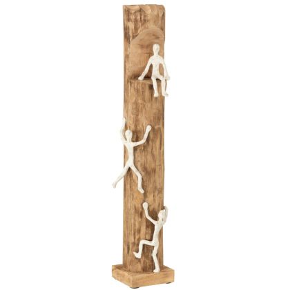 Figuras Escalando Cofre Estilo Moderno Madera Mango Aluminio Plata