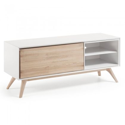 Mueble Tv Eunice, nórdico, blanco 134 cms