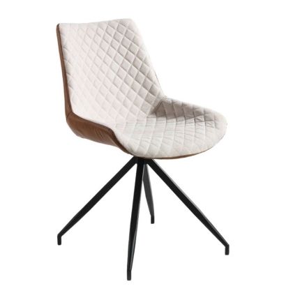 Silla Industrial Beige Marrón Salón, 48 Cm