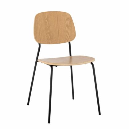 Silla Comedor Madera Natural Negro, 45 cm