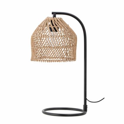 Lámpara De Mesa Tropical Ratán Natural Hierro