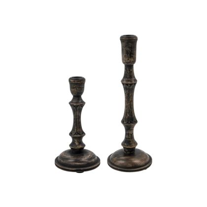 Set/2 candelabro clásico en madera de mango negra.