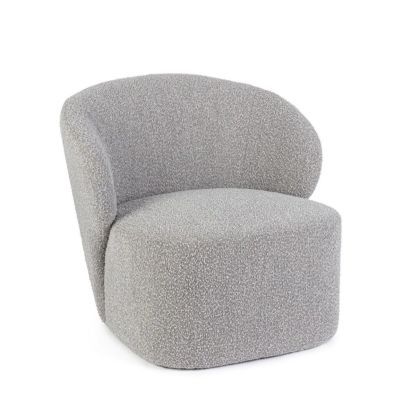 Gray Bouclé Effect Armchair Pine Wood, 79.5 cm