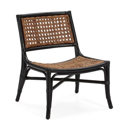 Sillón Estilo Tropical Mimbre Natural/Negro, 56 Cm