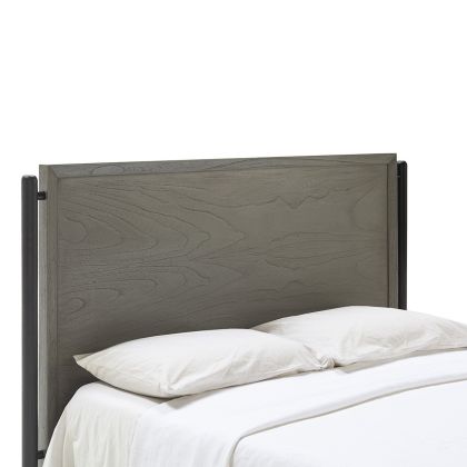 Cabecero Nórdico en Madera gris y negra y Metal negro.