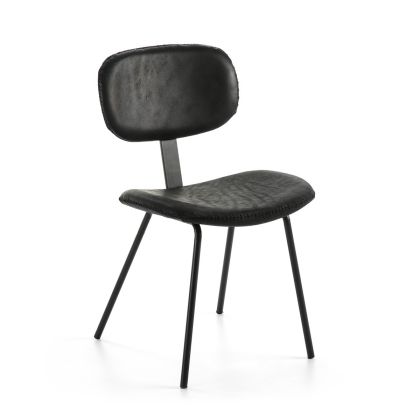 Silla de Piel y Metal en Negro.