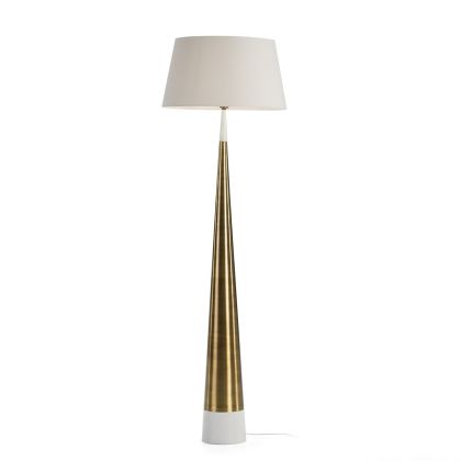 Lámpara de Pie Diseño Limpio en Metal Blanco y Dorado.