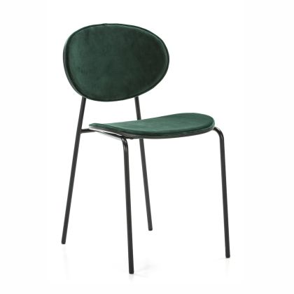 Silla Moderna Mid-Century en Metal, ABS negro y Terciopelo verde.