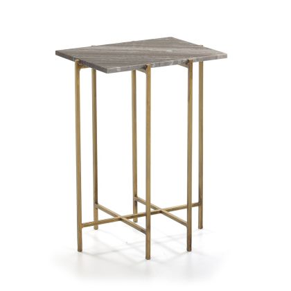 Mesa Auxiliar Estilo Art Decó en Mármol y Metal dorado.
