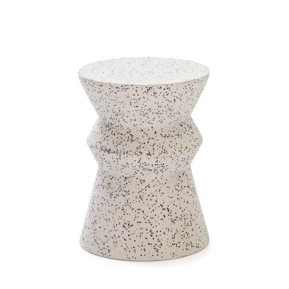 Taburete Contemporáneo en Terrazo Epoxi blanco.