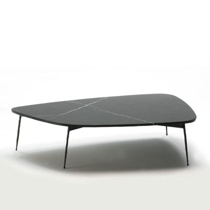 Mesa de Centro Metal/Mármol en Negro Mate, 120 Cm.