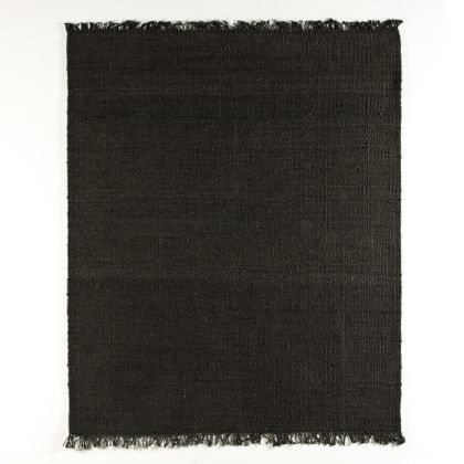 Alfombra Contemporánea de Yute en Negro.