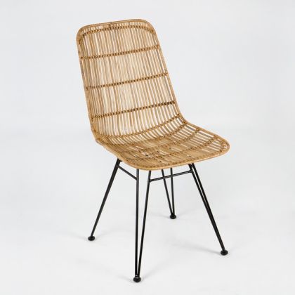 Silla Tropical en Mimbre natural y Metal negro.