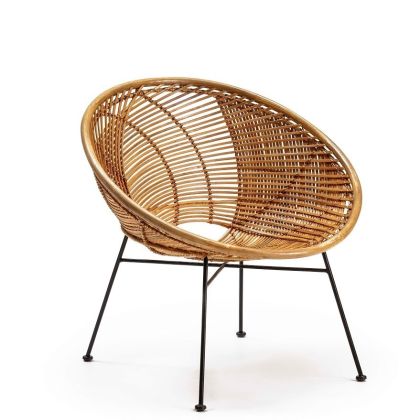Sillón Tropical Mimbre/Metal Natural/Negro, 72 Cm